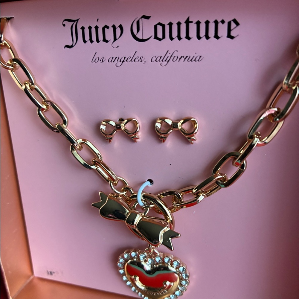 Juicy Couture Gold Heart Necklace with Bow Accents - Picture 4 of 11